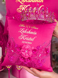 Fuchsia quinceanera tiara pillow