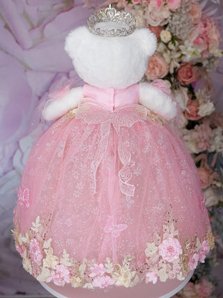 Último osito de peluche rosa claro para quinceañera