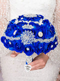 Royal blue silver quinceanera bouquet 9 inches