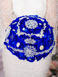 Royal blue silver quinceanera bouquet 13 inches