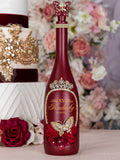 Burgundy with butterflies Quinceanera Bottle