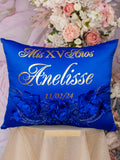 Royal Blue quinceanera kneeling pillow, shoes pillow