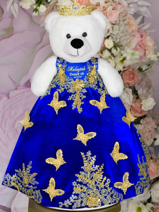 Royal Blue Quinceanera pillows set and Teddy Bear