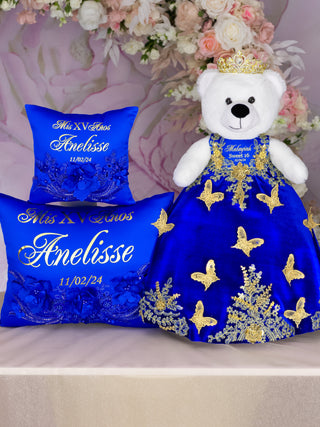 Azul real with butterflies last teddy bear for quinceanera