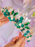 Quinceanera flowers Tiara green with butterflies