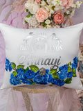 Charro royal blue and white quinceanera kneeling pillow, shoes pillow