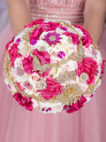 Ivory Fuchsia quinceanera bouquet 9 inches