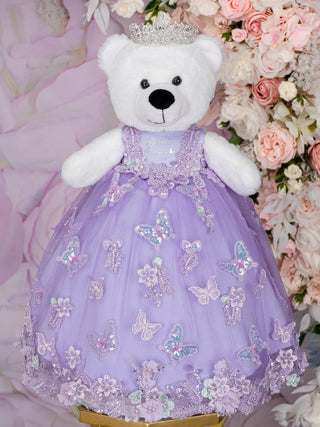 Lilac with butterflies teddy bear for quinceanera