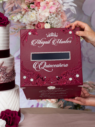 Burgundy Silver Quinceanera Bible (Spanish version)