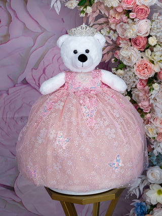 Rose Gold with flowers teddy bear for quinceanera|Quince La Ultima Muneca Rose Gold with flowers teddy bear for quinceanera|Quince La Ultima Muneca