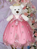 Rose Gold with flowers teddy bear for quinceanera