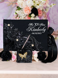 Black with Silver quinceanera guest book with pen