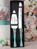 Turquoise Quinceanera cake knife and server