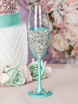 Turquoise Quinceanera cake knife and server