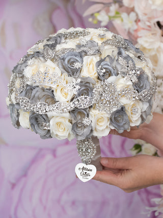 Silver Quinceanera Bouquet 9 inches