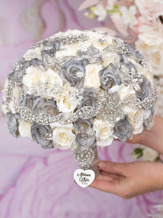 Silver Quinceanera Bouquet 9 inches