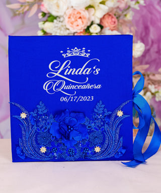 Royal Blue with silver album de fotos para Quinceanera