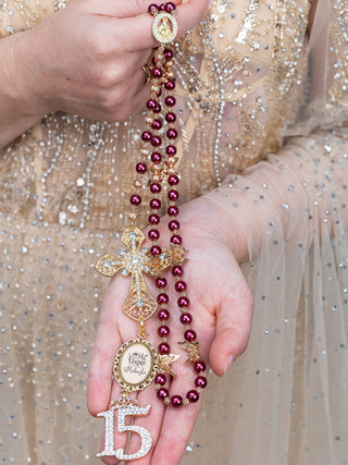 Burgundy Quinceanera Rosary