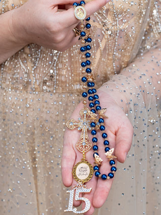 Navy Blue Quinceanera Rosary