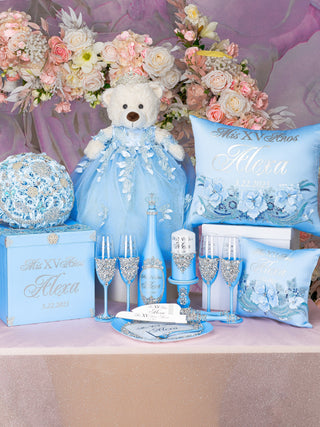 Bahama Blue Teddy Bear for Quinceanera