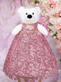 Sparkly rose gold Teddy Bear for Quinceanera