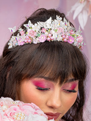 Pink floral quinceanera Tiara Quinceanera