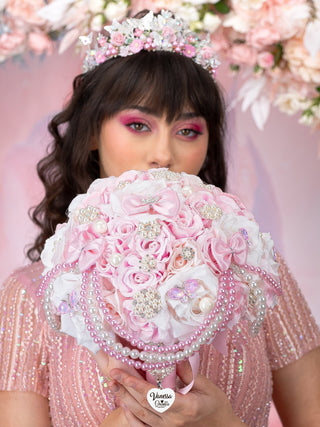 Pink floral quinceanera tiara Quinceanera Tiara