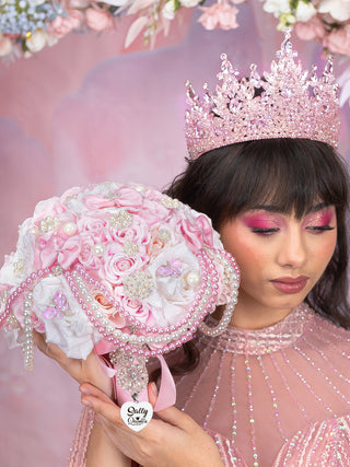 Pink floral quinceanera tiara Quinceanera Tiara