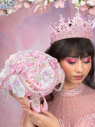 Libro de visitas de quinceañera rosa con bolígrafo