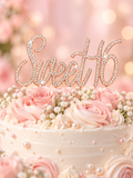 Rose Gold Quinceañera Cake Topper Sweet 16