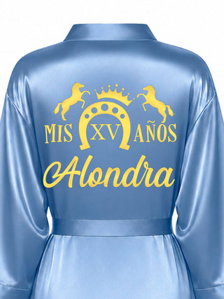 Dusty Blue robe for quinceanera