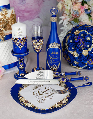 Royal blue 15 candle ceremony for quinceanera