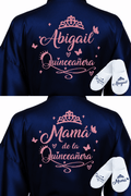 2 Batas y zapatillas Quinceanera Navy Blue with Rose Gold