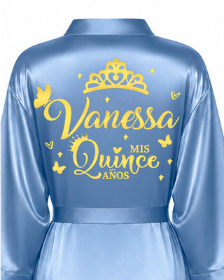 Dusty Blue robe for quinceanera