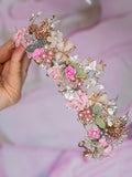 Rose gold blush floral Quinceanera Tiara