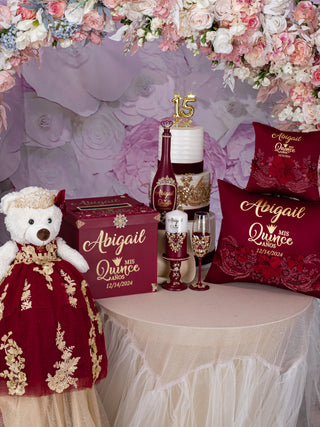 Burgundy full quinceanera package