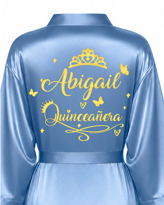 Dusty Blue robe for quinceanera
