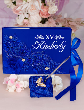 Royal Blue SIlver Quinceanera Bible (Spanish version)