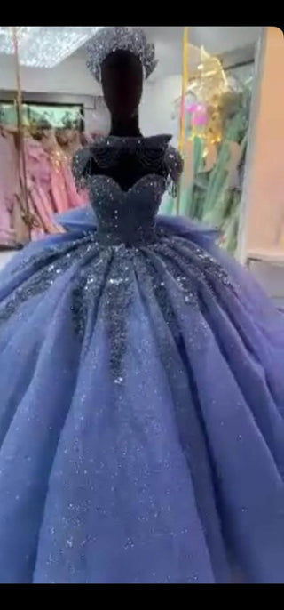 Custom order for Nayelly Garcia: Dusty Blue with Beige and Rose Gold accents