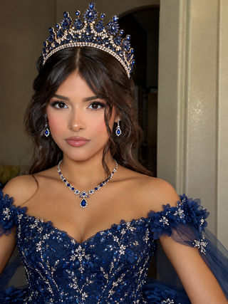 Navy Blue Gold Quinceanera Crown