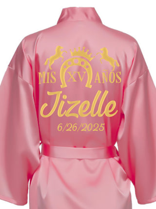 Dusty Rose robe for quinceanera