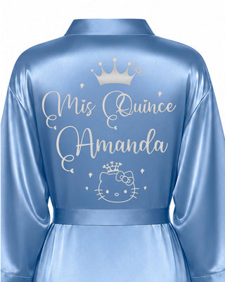 Dusty Blue with silver robe for quinceanera