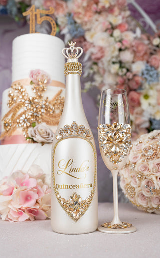 Gold quinceanera toasting package
