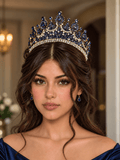 Navy Blue Gold Quinceanera Crown