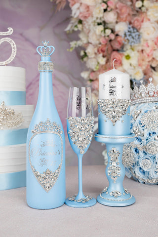 Light blue quinceanera toasting package