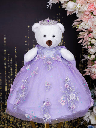Lilac with bow quinceanera teddy bear