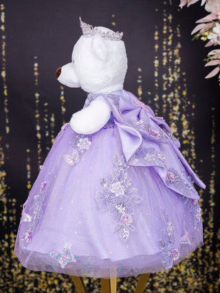 Lilac with bow quinceanera teddy bear