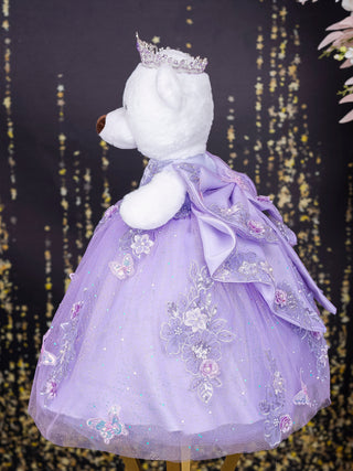 Lilac with bow quinceanera teddy bear
