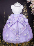 Lilac with bow quinceanera teddy bear