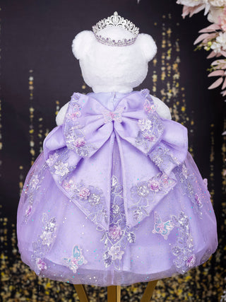 Lilac with bow quinceanera teddy bear